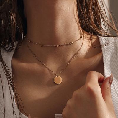 China TRENDY Layered Heart Necklace Handmade Pendant 18k Gold Plated Gold Choker Arrow Tasty Bar Layering Long Necklace For Women for sale