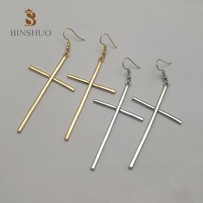 China 2021 FASHIONABLE European and American creative border punk earrings popular fashion texture long earrings cross Amazon for sale