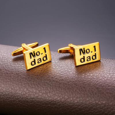 China Best No.1 Roman Dad Cufflinks Copper Selling Silver Gold Gift For Dad Elegant Letter Design Oil Drop Brass Cufflinks for sale