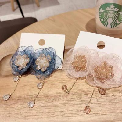 China CY Jewelry TRENDY Crystal Flower Earrings Delicate Flower Tassel Earrings Designed For Women for sale