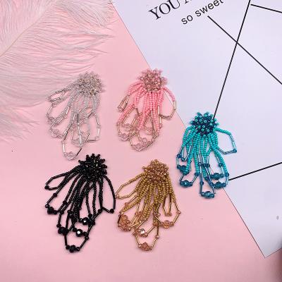 China TRENDY Wholesale Fashion Colorful Bohemian Glass Bead Beaded Earrings Dangle Drop Pendant Handmade Tassel Seed for sale