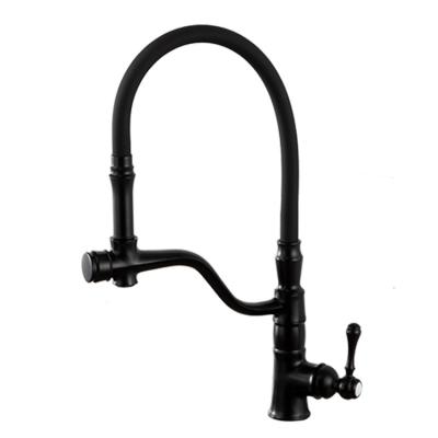 China Faucets Special Design Brass Black Gold Metered Pull Down Kitchen Faucet In China for sale