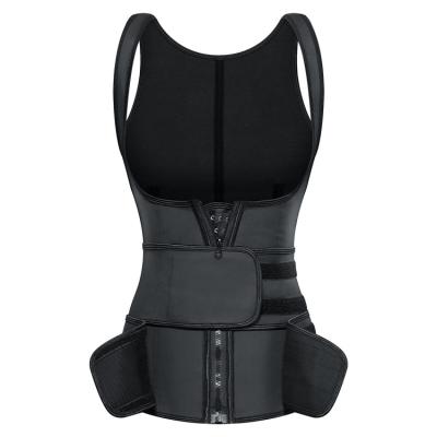 China Antibacterial Custom Logo Compression Double Belt Slim Tummy Control Lose Weight Latex Waist Trainer Vest for sale