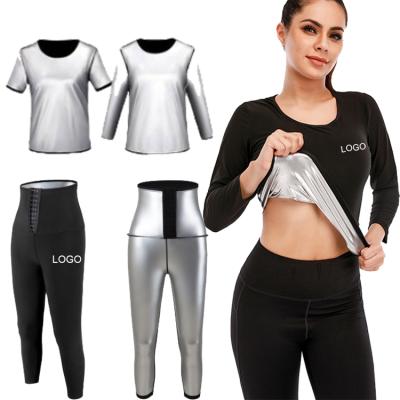 China Hot Selling Short Sleeve Sauna Suit Long Vest Diet Sweat Suit Sauna Exercise Gym Suit Fitness Weight Body Sauna Suit for sale