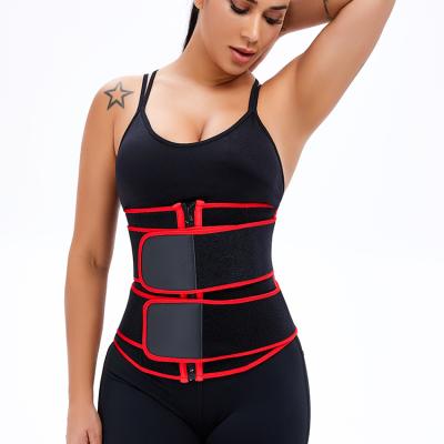 China Double Layer Antibacterial Fat Burner Pull Up Workout Sweat Abdominal Women Slimming Belt Steel Boned Waist Trainer for sale