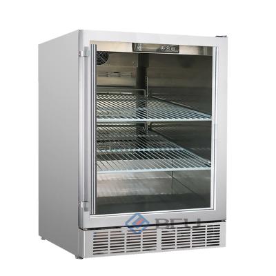 China Factory Single-temperature 24 Inch Outdoor Stainless Steel Door Refrigerator Glass Beer Cooler Drinks Cooler for sale