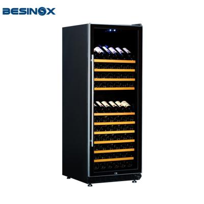 China Double-temperature 165 Bottles Fan Red Wine Cooler Two Temperature Cooling Chamber for sale