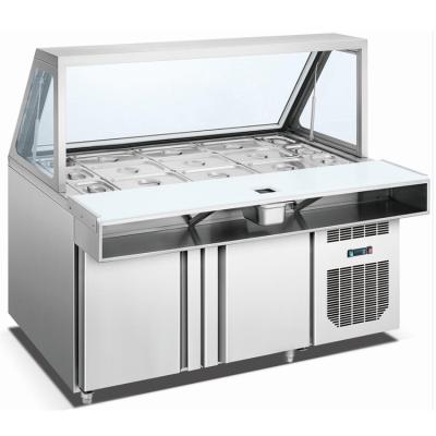 China Single-Temperature Counter Single Door Salad Display Foaming Refrigerator 280L Stainless Steel for sale