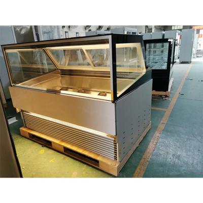 China Single-temperature 1.8m Sliding Door Stainless Steel Gelato Showcase Ice Cream Freezer for sale