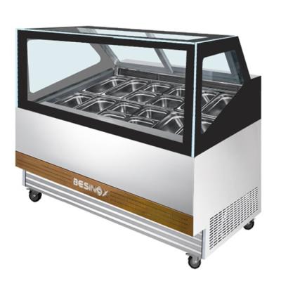 China Single-temperature 1.2m Stainless Steel Sliding Door Ice Cream Display Showcase Freezer for sale