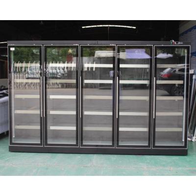 China Single-Temperature 5 Door Fan Showcase Fridge Cooler 2500L 5 Glass Remote Type For Bottle Beverage Beverage Display In Supermarket Store for sale