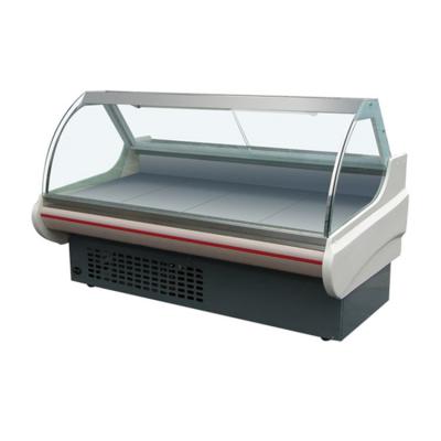 China Single-temperature 2m Flat Cabinet Fresh Meat Display Fridge Showcase Fan Cooling for sale