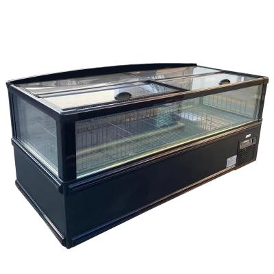 China Gray Single-Temperature Door Cheap Color Island Chest Display Freezer Showcase Refrigeration Equipment for sale