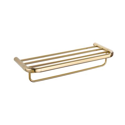 China 2021 New Modern Style Gold Brass Bathroom Rack Shelves For Hotel Home for sale