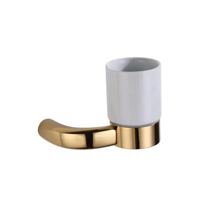 China 2021 Modern High Quality Ceramic Gold Toilet Brush Holder Brass Holder for sale