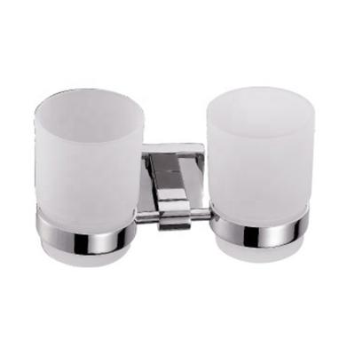 China Modern Wall Mounted 304 Stainless Steel Chrome Double Tumbler Holder Bathroom Accessories for sale