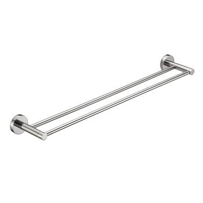 China Household Modern Silver SUS304 Stainless Steel Material Wall Mounted Double Towel Rack For Bathroom for sale