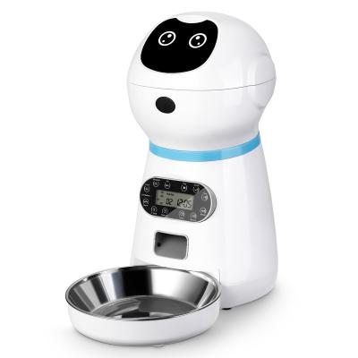 China Cat Dog Robot Style Pet Food Feeder Automatic Smart Quantitative Automatic Pet Drinker Dispenser Dry Vending Food Bowls for sale