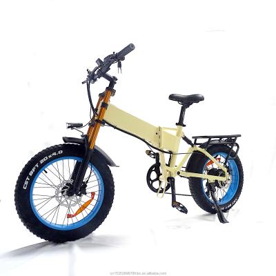 China Aluminum alloy 20 inch 1000 watt 48v long fork electric dirt bikes brushless motor fat tire snow folding e bike for sale