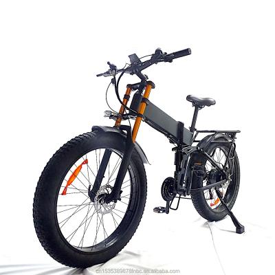 China Aluminum alloy ebike frame folding fat bike 48v 1000w Bafang electric brushless suspension full motor 17.5Ah tire ebike for sale