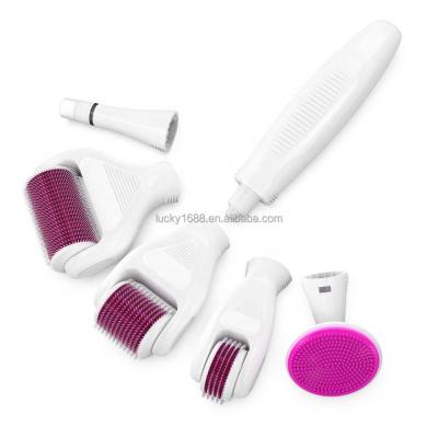 China Anti-puffiness factory price 6 in 1 microneedling derma roller with silicone brush for sale