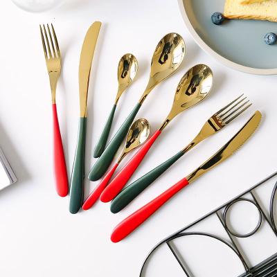 China Viable Popular Products Hot Sales Stainless Steel Gold Utensils Cutlery Knife Fork Spoon Flatware Set Wedding for sale