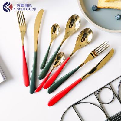 China Sustainable Royal Hotel Wedding 304 Stainless Steel Plated Knife And Spoon Cutlery Set for sale