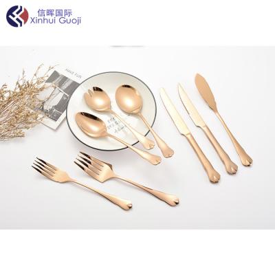 China Royal Viable Hotel Gold Plated Multicolor 304 Knife, Fork and Spoon Hotel Tableware Three-Piece Set for sale