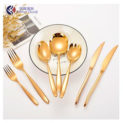 China Prestige Viable Stylish Dinnerware Set Modern Quality Rose Gold Flatware Set Stainless Steel Plating Knife and Fork Wedding for sale