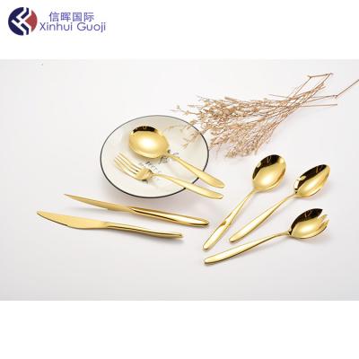 China Sustainable Royal Nordic Vintage Stainless Steel Cutlery Forged Titanium Satin Gold Flatware Set Supplier for sale