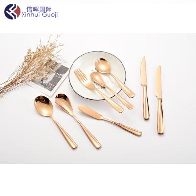 China Viable Royal Vintage Rose Gold Stainless Steel Cuterly Knife and Fork for Western Meals Set Flatware Eco Serving Sets for sale