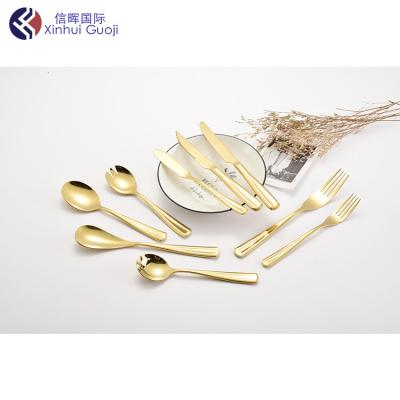 China Prestige Sustainable Elegant Dinnerware Set British Cuttlery Titanium Gold Set Flatware With Handle for sale