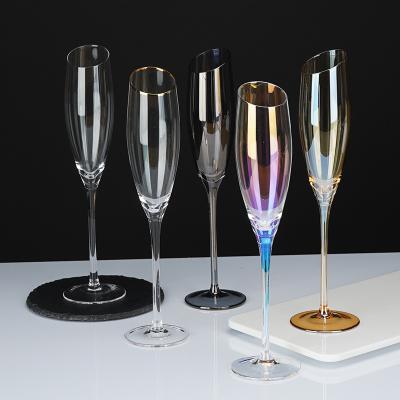 China None Slightly Slightly Hand Blown Champagne Flutes For Any Size Holiday Lead Free Crystal Clear Glass Tall Perfect Champagne Glasses for sale