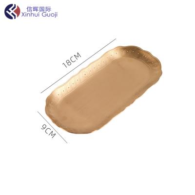 China Elegant Stainless Steel Mini Serving Tray Fruit Napkin Napkin Napkin Tray Viable Modern European Style Gold Snacks New Arrival for sale