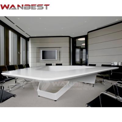 China Modern design convertible popular white color polygon artificial stone conference table for sale