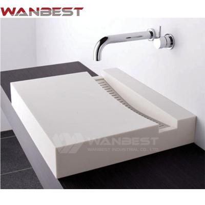 China Modern Design Modern Artificial Stone Bathroom Hand Basin White Sink for sale