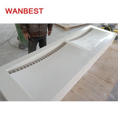 China Seamless Joints I Shape Artificial Stone Marble Standing Commercial Luxury Wash Basin Furniture for sale