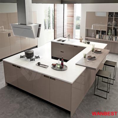 China renewable & High Gloss Seamless U Joints Form Solid Exterior Kitchen Bar Serving Counter And Cabinet Top Design for sale