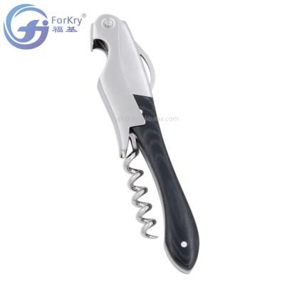 China FORKRY Hot Selling High Quality Gift Customized Corkscrew Stocked Stainless Steel Wine Bottle Opener With Wooden Handle for sale