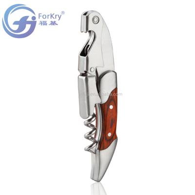 China FORKRY High Quality Gift Double Lever Stored Hot Selling Manual Wine Opener With Wooden Handle for sale