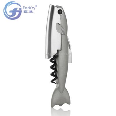 China FORKRY Hot Selling High Quality Stocked Fish Shape Wine Bottle Opener With Rubber Coating for sale