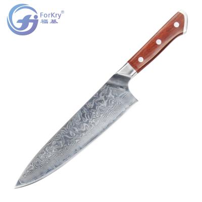 China Stocked Forkry Damascus Knife Stainless Steel Chef Knives With Wood Handle for sale