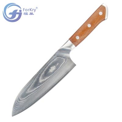 China Stocked Forkry Damascus Kitchen Knife Stainless Steel Chef Knives With Wood Handle for sale