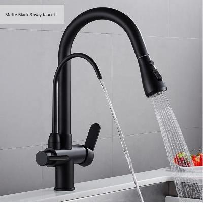 China Hot Sales Sense Faucets 3 Way Flexible Kitchen Sink Faucets Pull Down Kitchen Faucet for sale