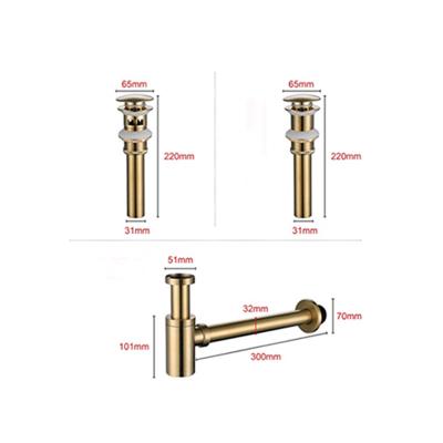 China Gold Noise Modern High Quality Brushed Sink Drain With Overflow, Bathroom Faucet Vessel Sink Drain Stopper for sale