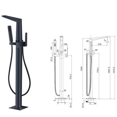 China Without Slide Bar Hot Sales Luxury Floor Free Standing Bathtub Faucet for sale