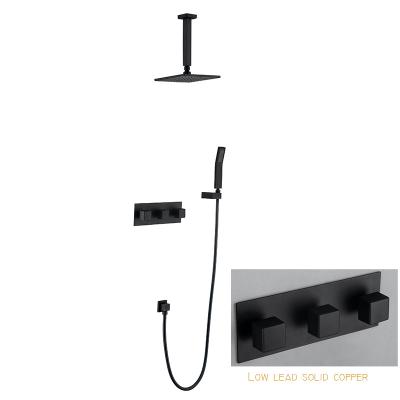 China Without Inwall Slide Bar Concealed Shower Mixer Modern Black Shower Faucet for sale