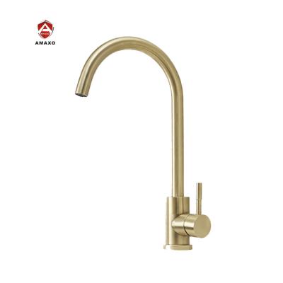 China Sense Faucets Nordic Style Single Handle 360 ​​Degree Rotate Hot And Cold Brushed Kitchen Faucet Gold for sale