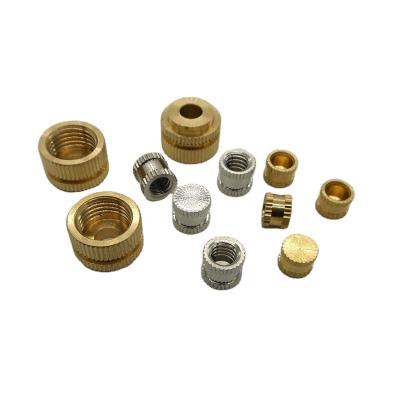 China Heavy Industry OEM M2-M20 Nickel Plated Brass Knurled Nuts With Collar Insert Custom Copper Nuts For Injection Molding for sale