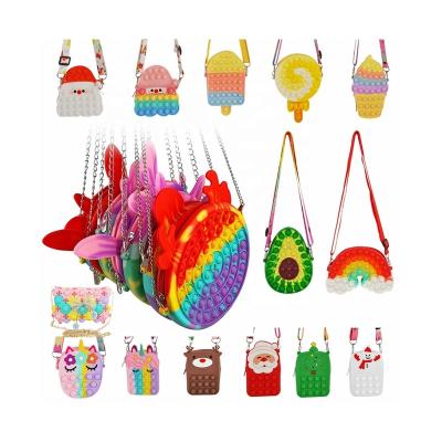 China New Arrival Cute Silicone Push Bubble Noise Stir Toy Purse Mini Hand Bag For Girl for sale